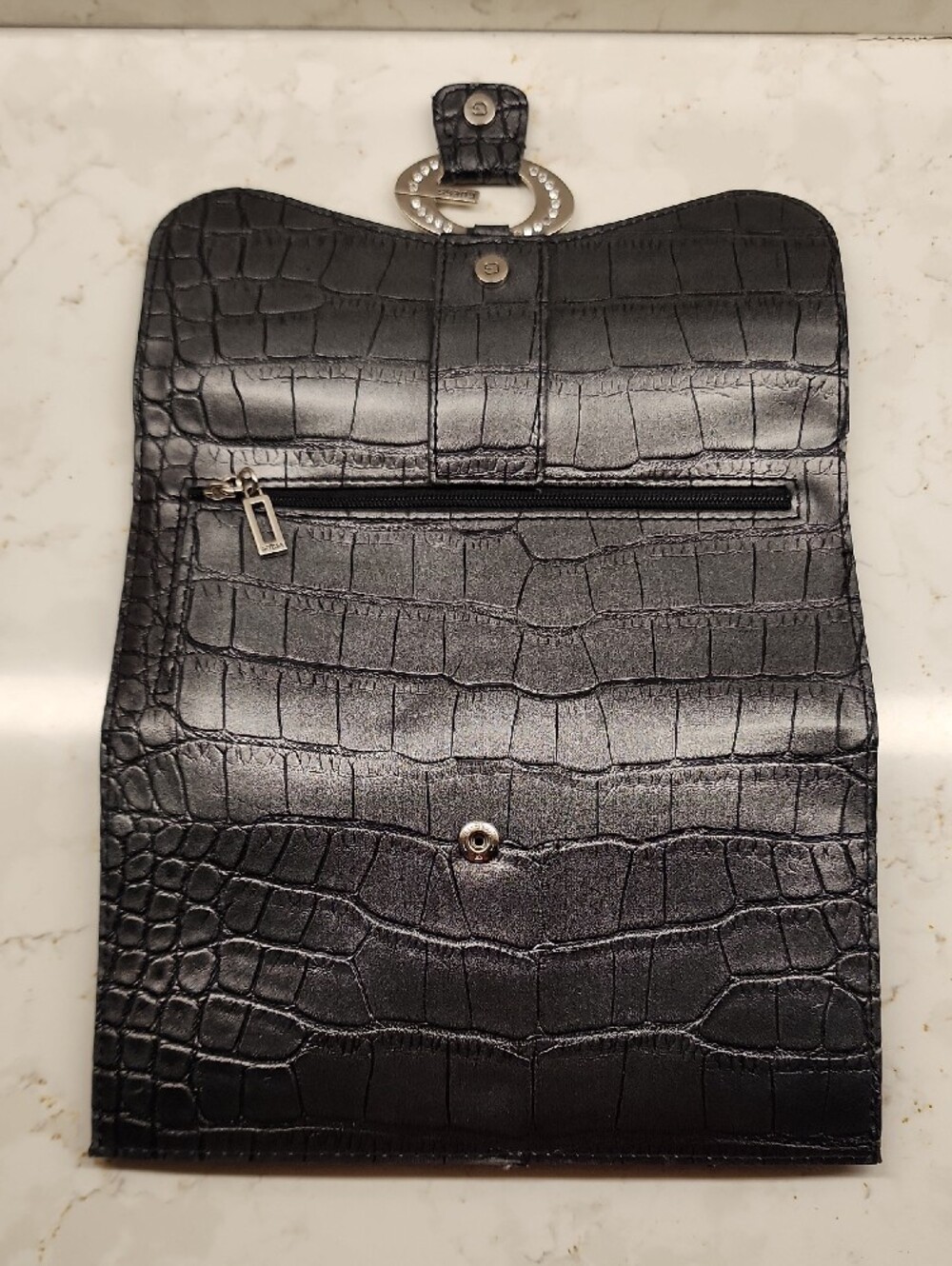 Guess Black Croc-Embossed & Black/Gray Logo Wallet Set - Picture 3 of 11